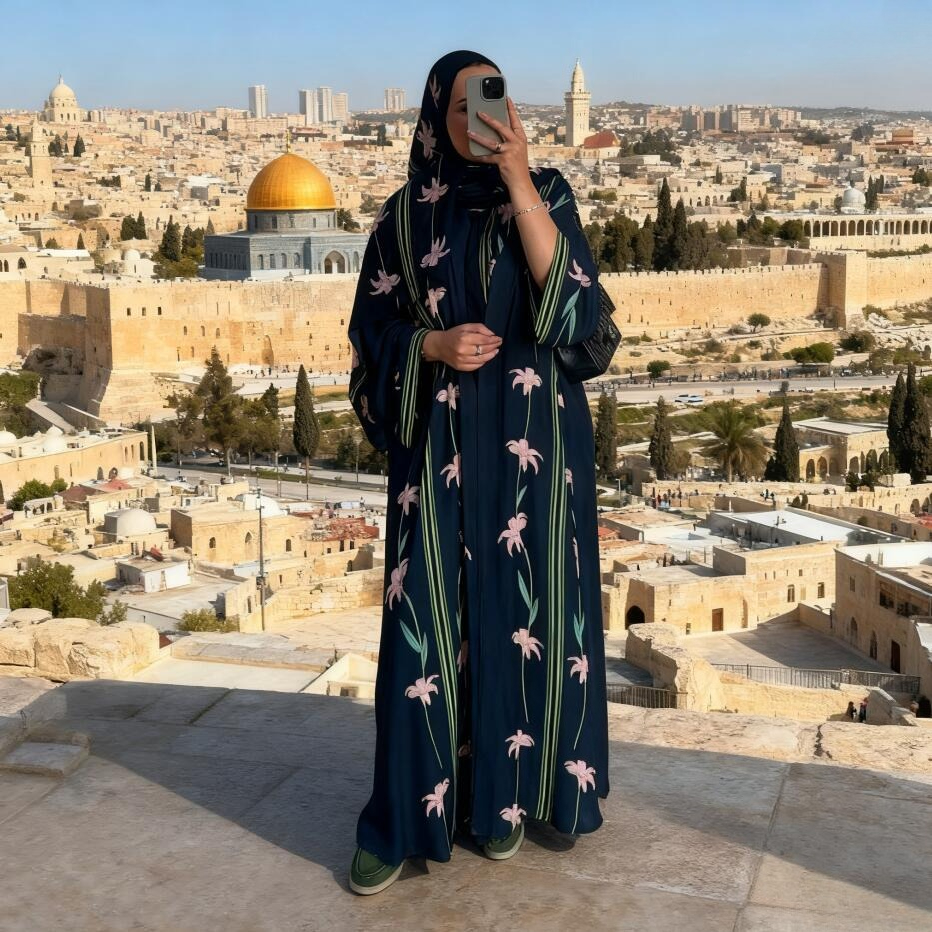 Jalabiya Women Arabic - Eid Women Abaya Scarf Muslim Print