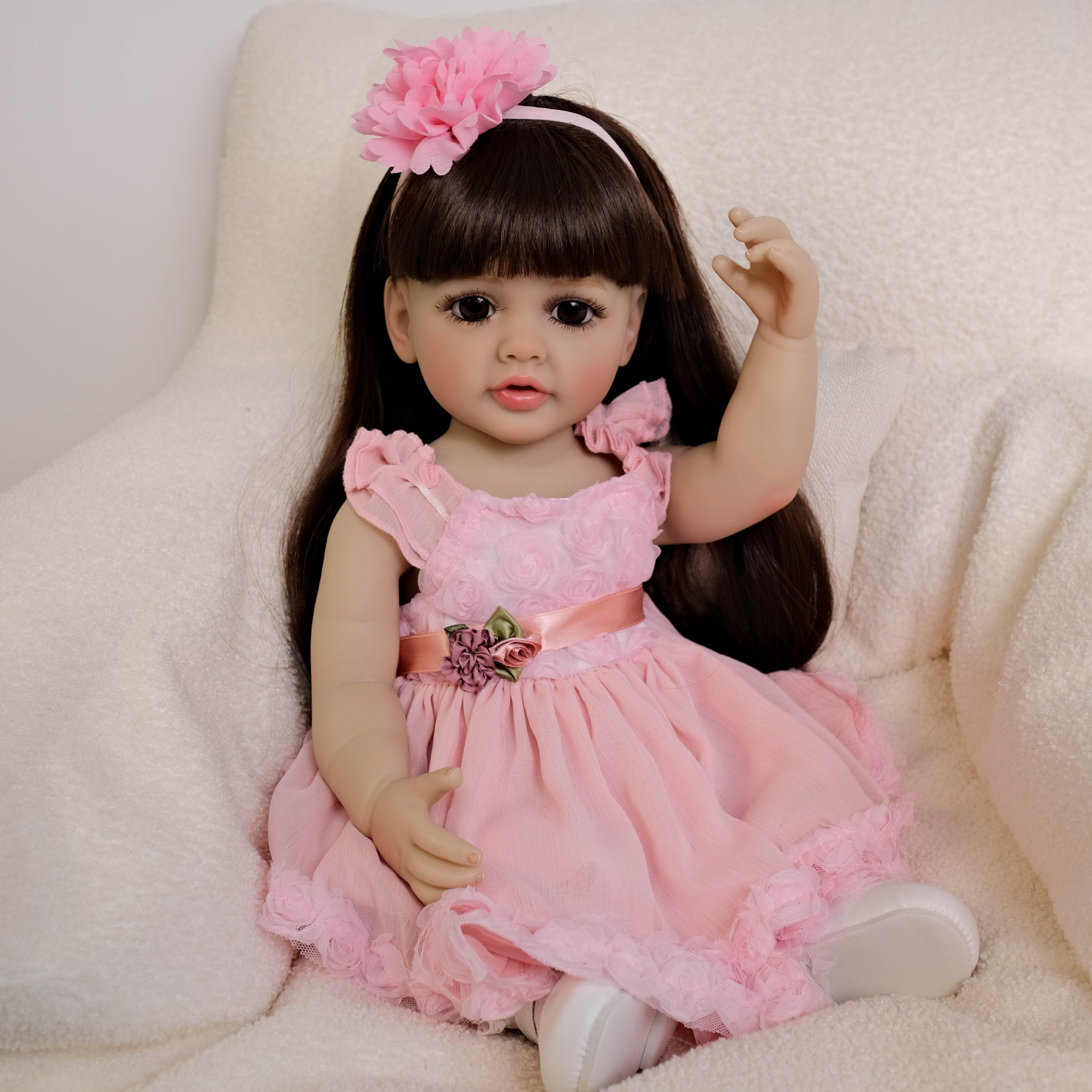 Cute 55 cm Long Hair Pink Girl - đánh giá và giá Ethnic Fashion Girls