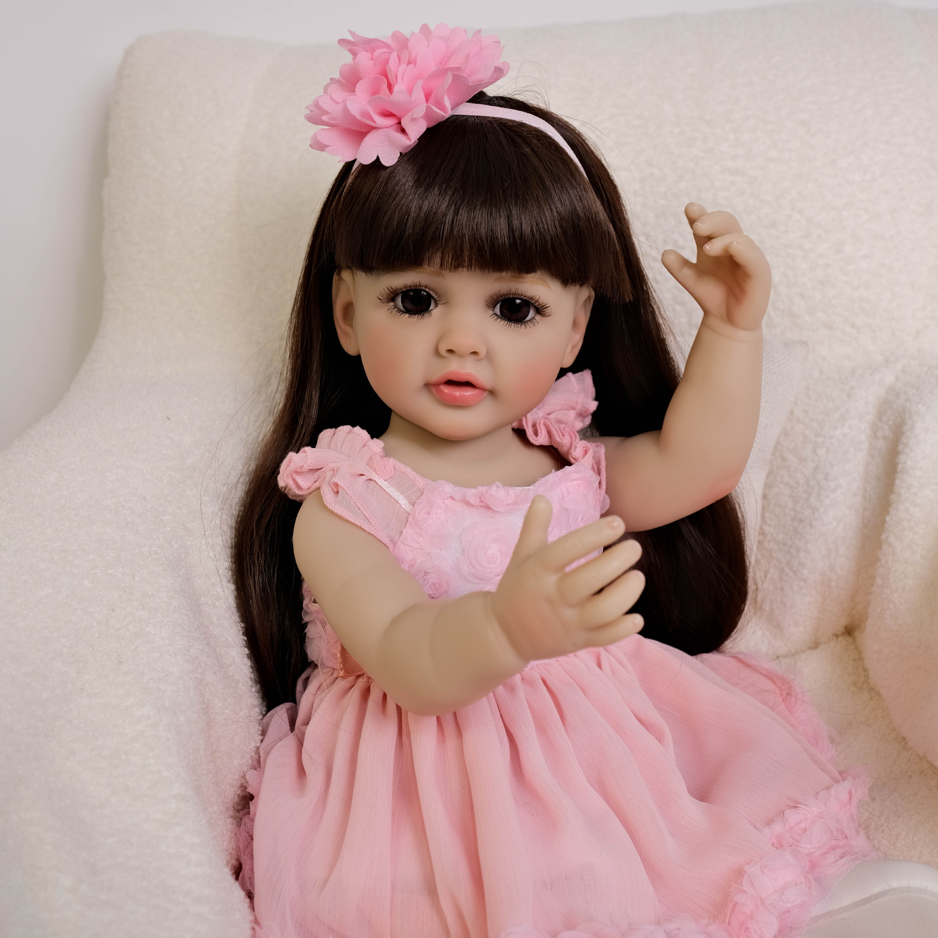 Cute 55 cm Long Hair Pink Girl - đánh giá và giá Ethnic Fashion Girls