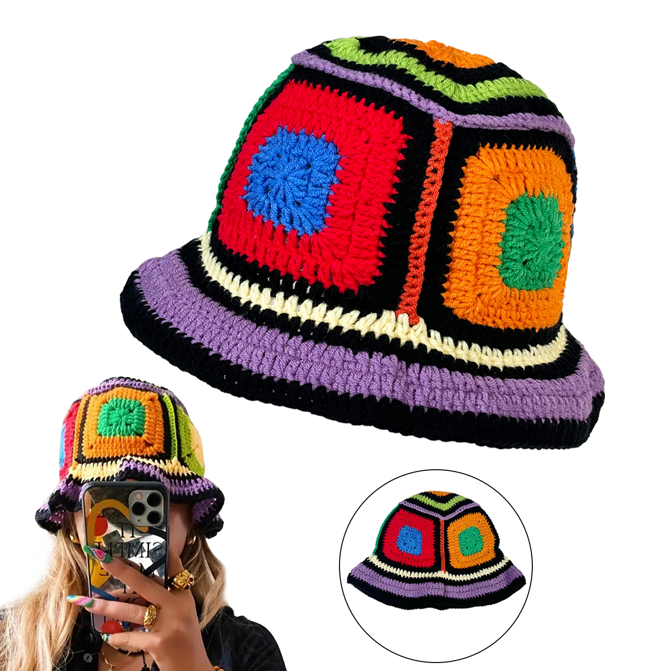 Purple-Edged Zuma Hat, Hand-Kn - đánh giá và giá Ethnic Wear Fashion Designer